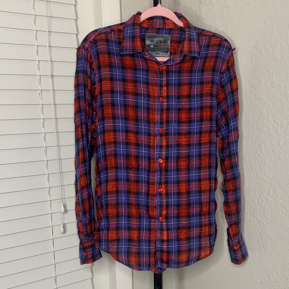 The shirt by rochelle behrens Plaid cotton blend button up long sleeve shirt xs